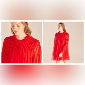 -R Rebecca Taylor Mock Neck Silk Dress